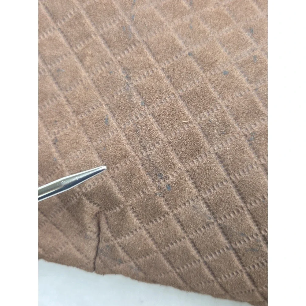 Vintage Ruth Saltz BROWN SUEDE Cougar Hinge Shoulder EVENING BAG Purse Tan Quilt